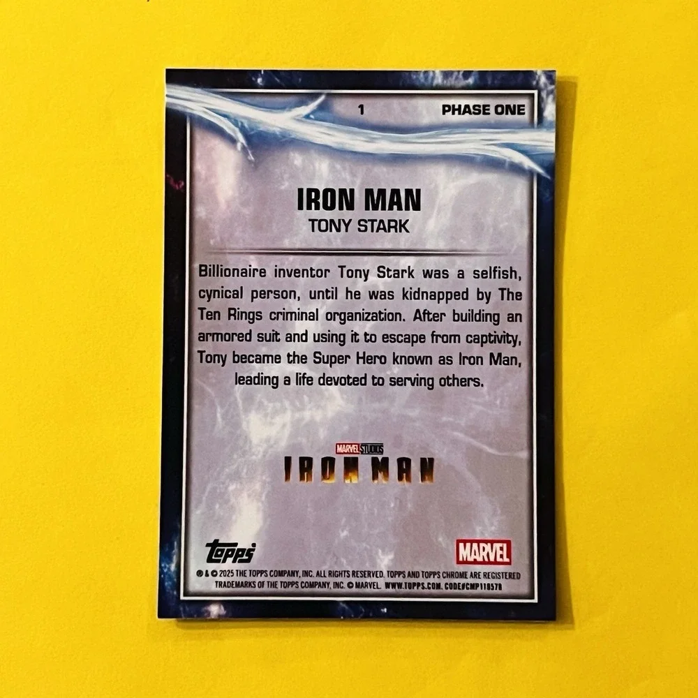 2025 Topps Chrome Marvel Studios Phase One Iron Man #1‎ Tony Stark